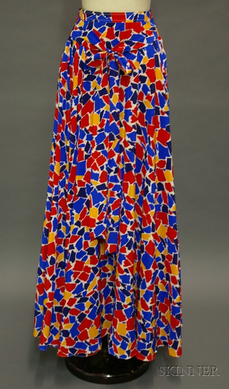 Appraisal: Yves St Laurent Rive Gauche Printed Silk Skirt s labeled