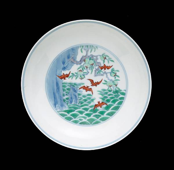 Appraisal: A doucai-decorated porcelain 'longevity' dish Yongzheng Mark and Period The