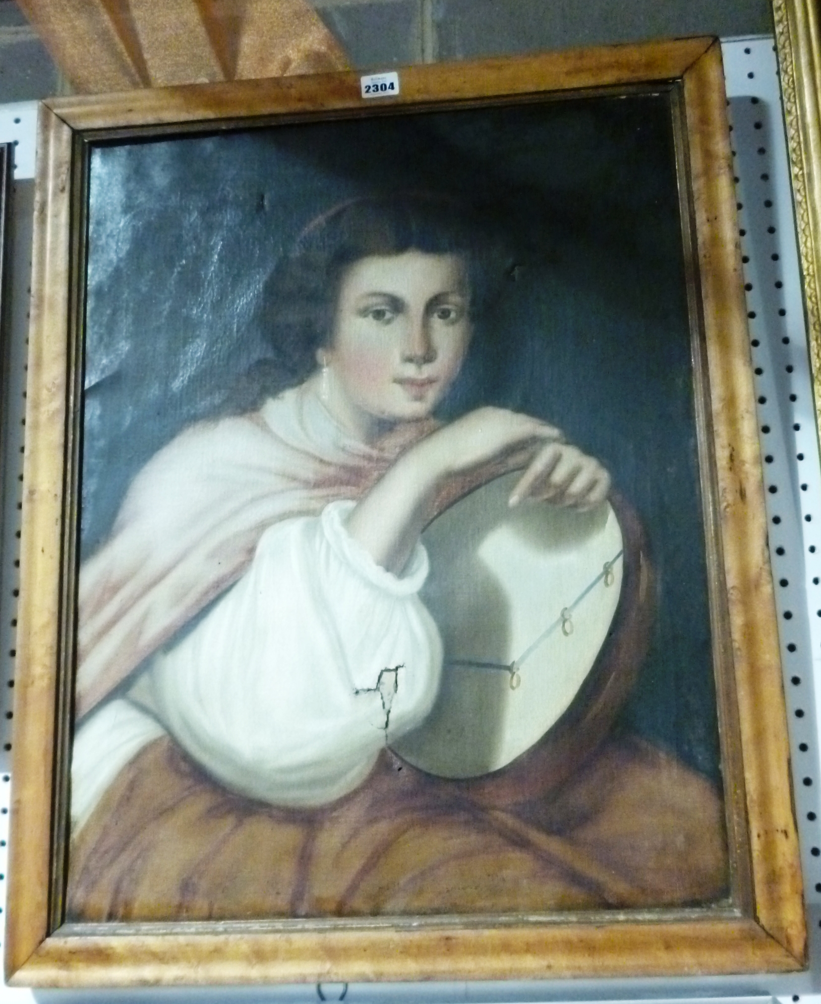 Appraisal: English School th century Girl holding a tambourine oil on