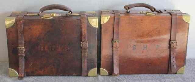 Appraisal: Pair of Vintage Leather Gun Cases Signed John Blanch and