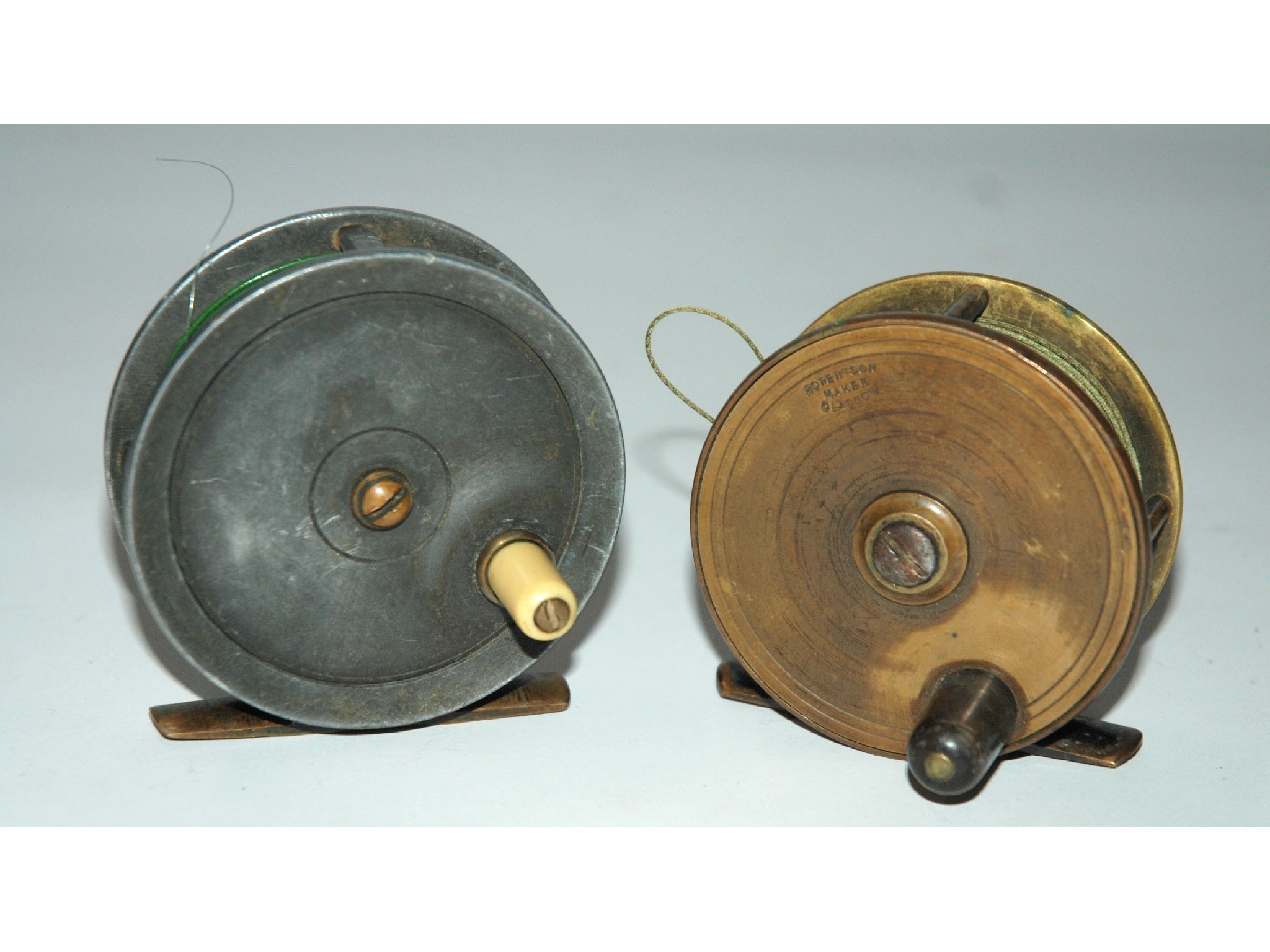 Appraisal: A Robertson of Glasgow brass fishing reel an Alex Martin