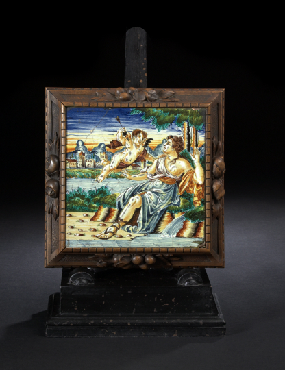 Appraisal: Large Italian Polychromed Majolica Tile th century in the Gubbio