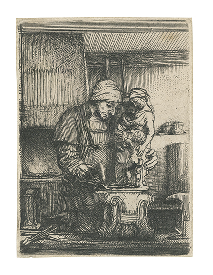 Appraisal: REMBRANDT VAN RIJN The Goldsmith Etching and drypoint x mm