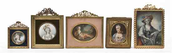 Appraisal: A Group of Five Portrait Miniatures depicting women in period