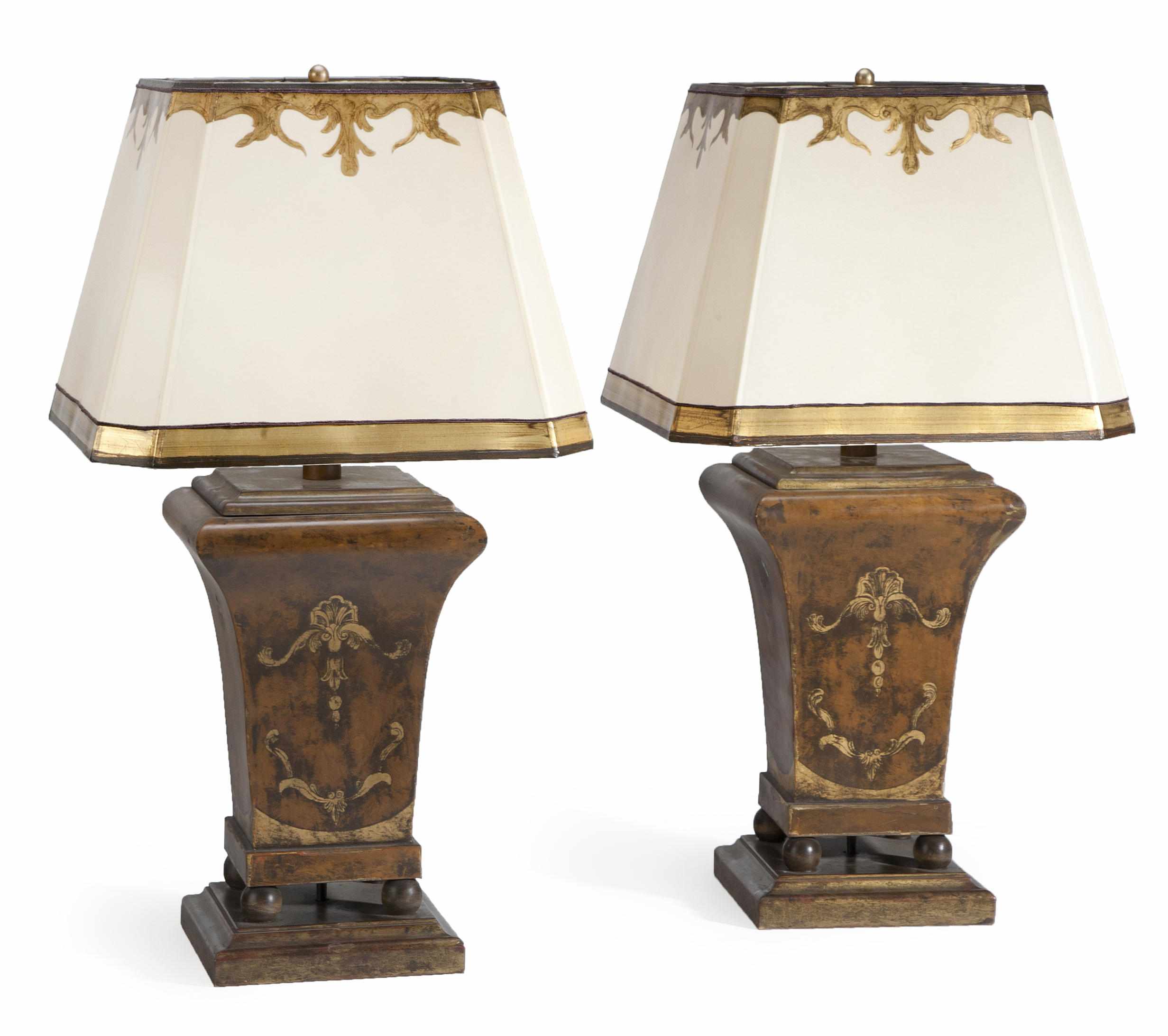 Appraisal: A pair of gilt heightened tle table lamps height excluding