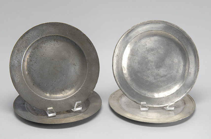 Appraisal: TWO PAIRS OF LONDON PEWTER PLATES One pair by George