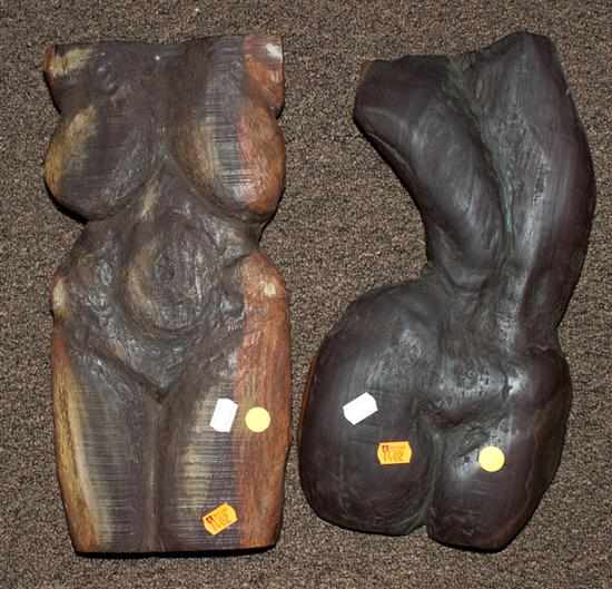 Appraisal: Two carved wood female torsos Estimate - All items sold