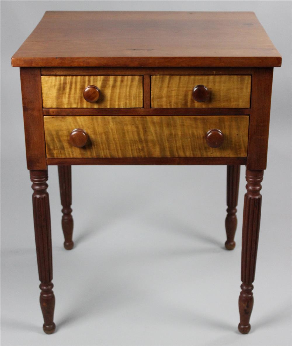 Appraisal: SHERATON CHERRYWOOD AND TIGER MAPLE WORK STAND the rectangular top