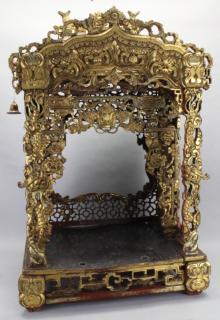 Appraisal: Antique Gilt Carved Wooden Chinese Shrine Antique Gilt Carved Wooden