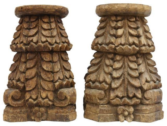 Appraisal: lot of Carved wood architectural elements likely from India each