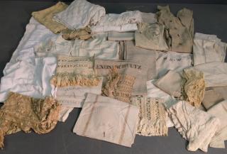 Appraisal: Vintage line Large lot of vintage linen clothing lace shawls