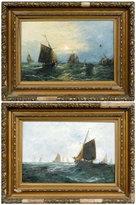 Appraisal: Pair of marine paintings sailing vessels at sea signed lower