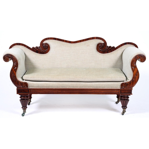 Appraisal: A William IV carved mahogany sofa with crisply carved scrolling