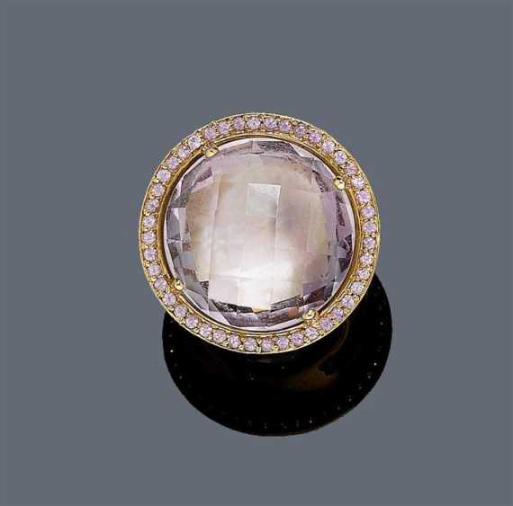 Appraisal: AMETHYST AND PINK SAPPHIRE RING Pink gold Decorative ring the