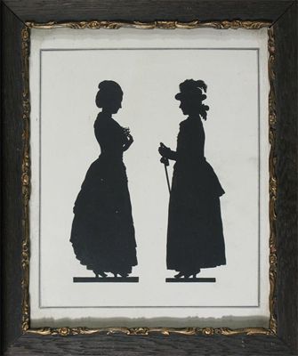 Appraisal: English School th Century Silhouette of two ladies in th