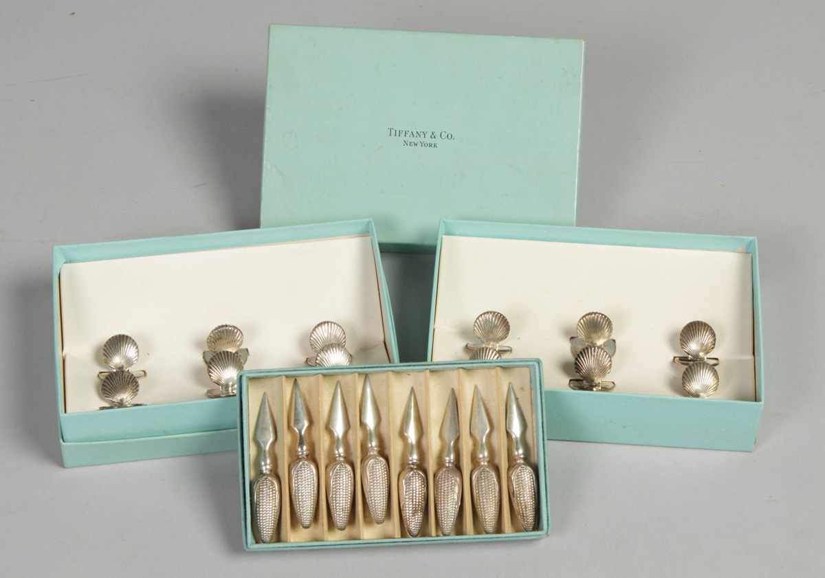 Appraisal: Tiffany Co place card holders corn cob holders Tiffany Co