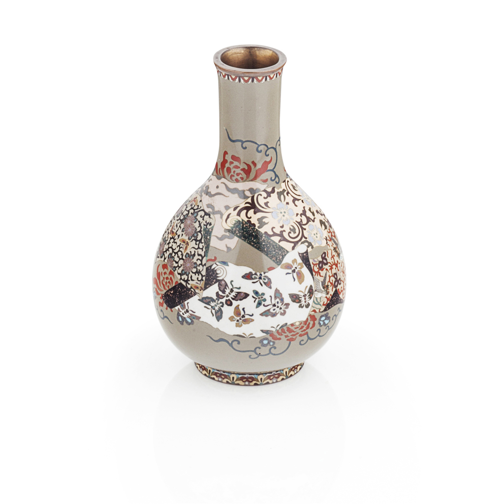 Appraisal: JAPANESE CLOISONNE VASE MEIJI PERIOD of bottle form the body