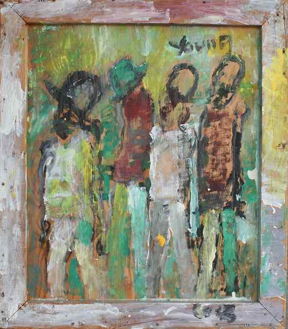 Appraisal: YOUNG Purvis American - Four Abstract Figures OIL BOARD ''