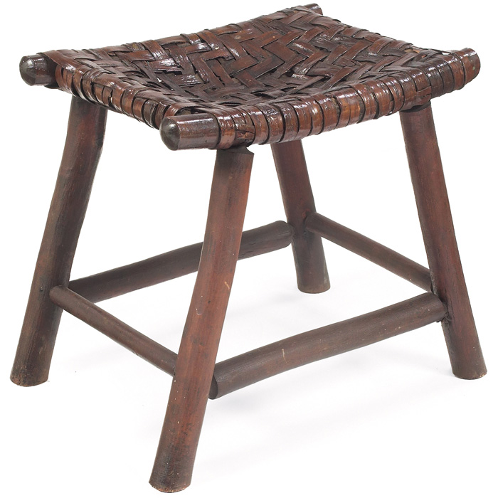 Appraisal: Old Hickory style stool woven splint top supported by splayed