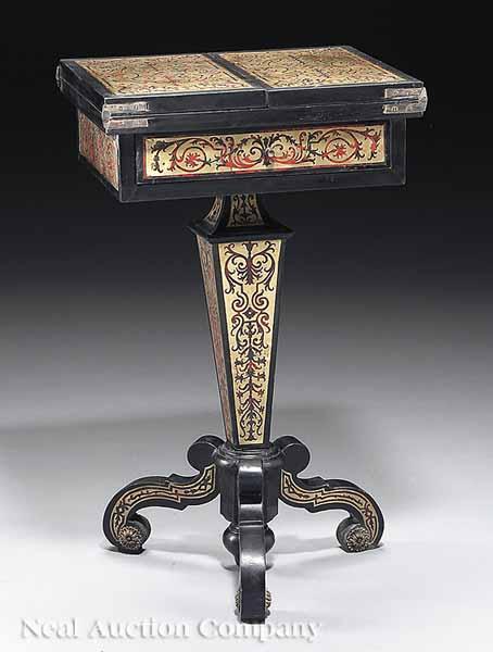 Appraisal: A R gence-Style Boullework Games Table foldover top on a