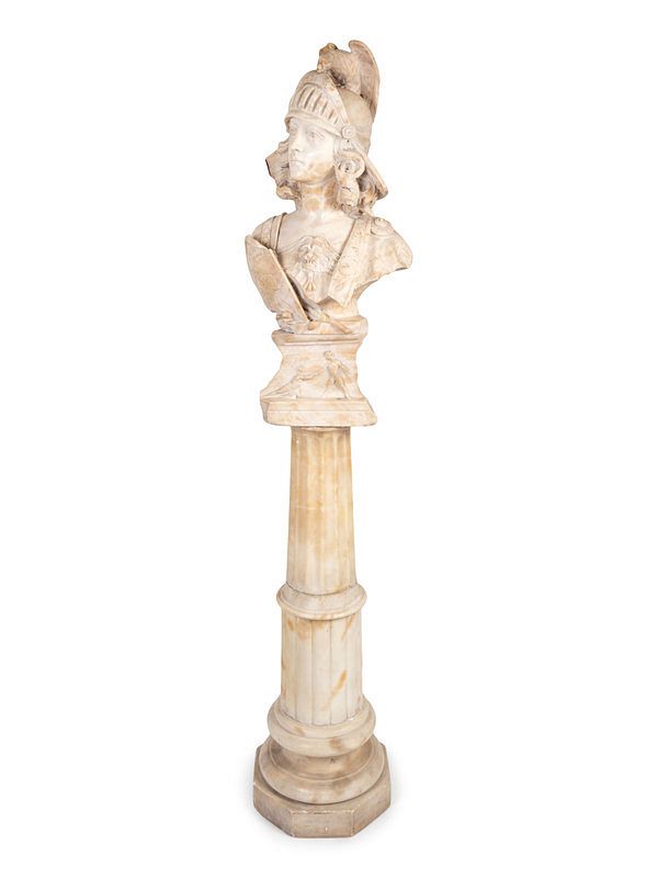 Appraisal: A European Carved Classical Style Alabaster Bust of Athena on