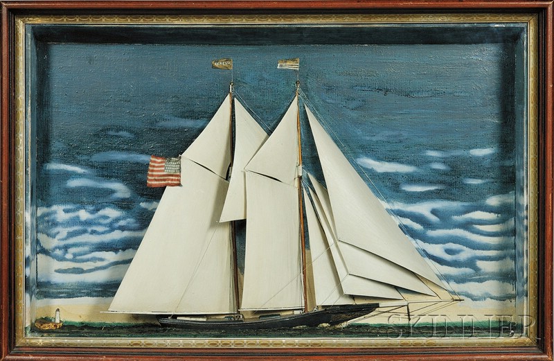 Appraisal: Cased Diorama of a Yacht America late th early th