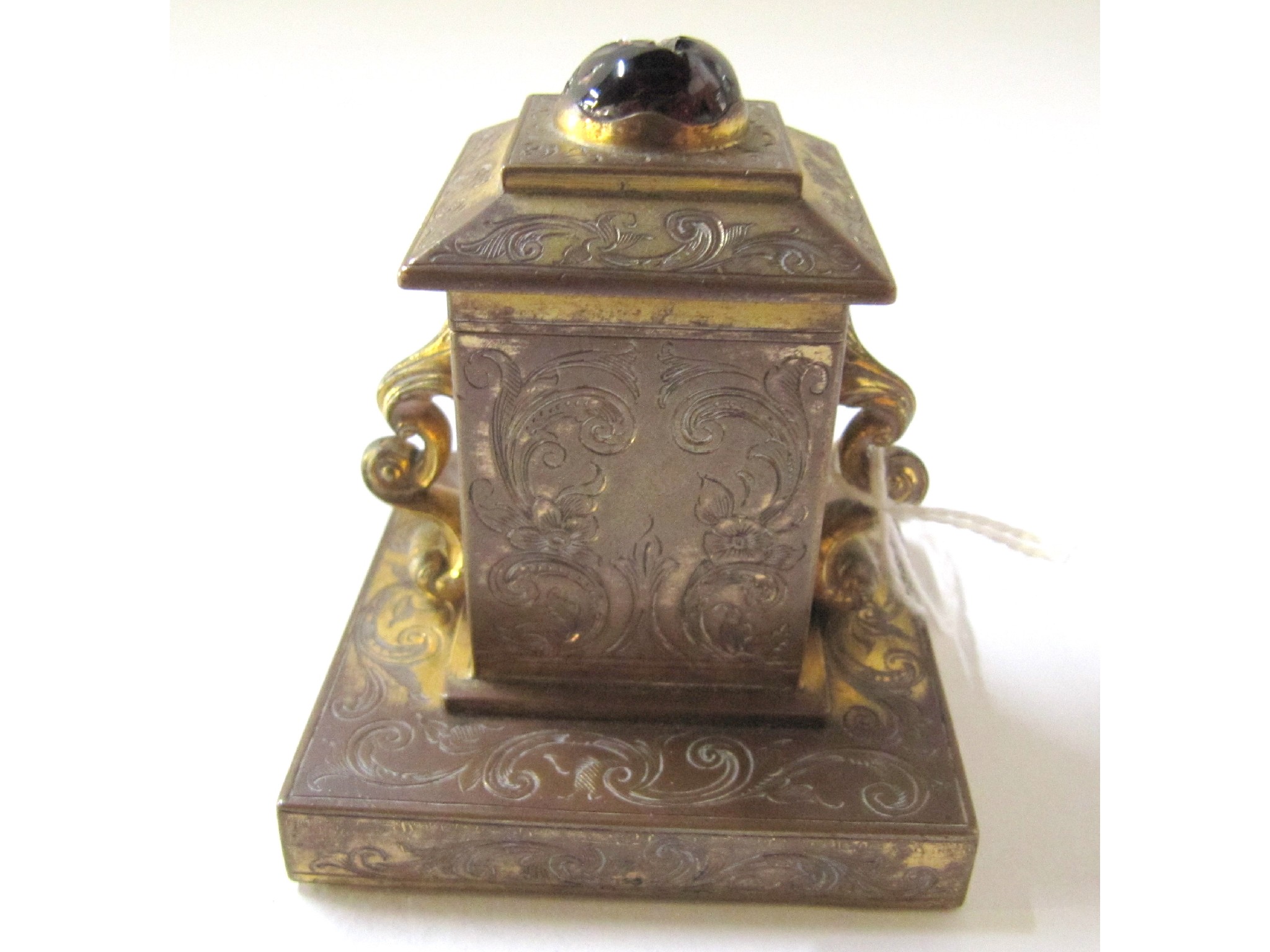 Appraisal: A gilt metal inkwell