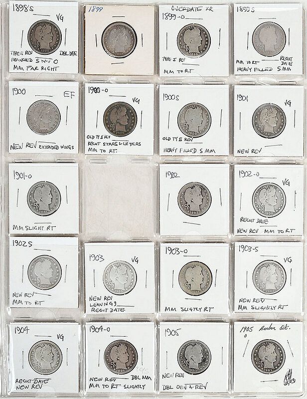 Appraisal: Barber Quarters Near Set coins total through including mintmarks missing