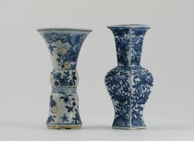 Appraisal: Two Chinese blue and white vases one painted with a