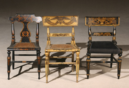 Appraisal: Group of Three Classical Painted and Decorated Wood Side Chairs