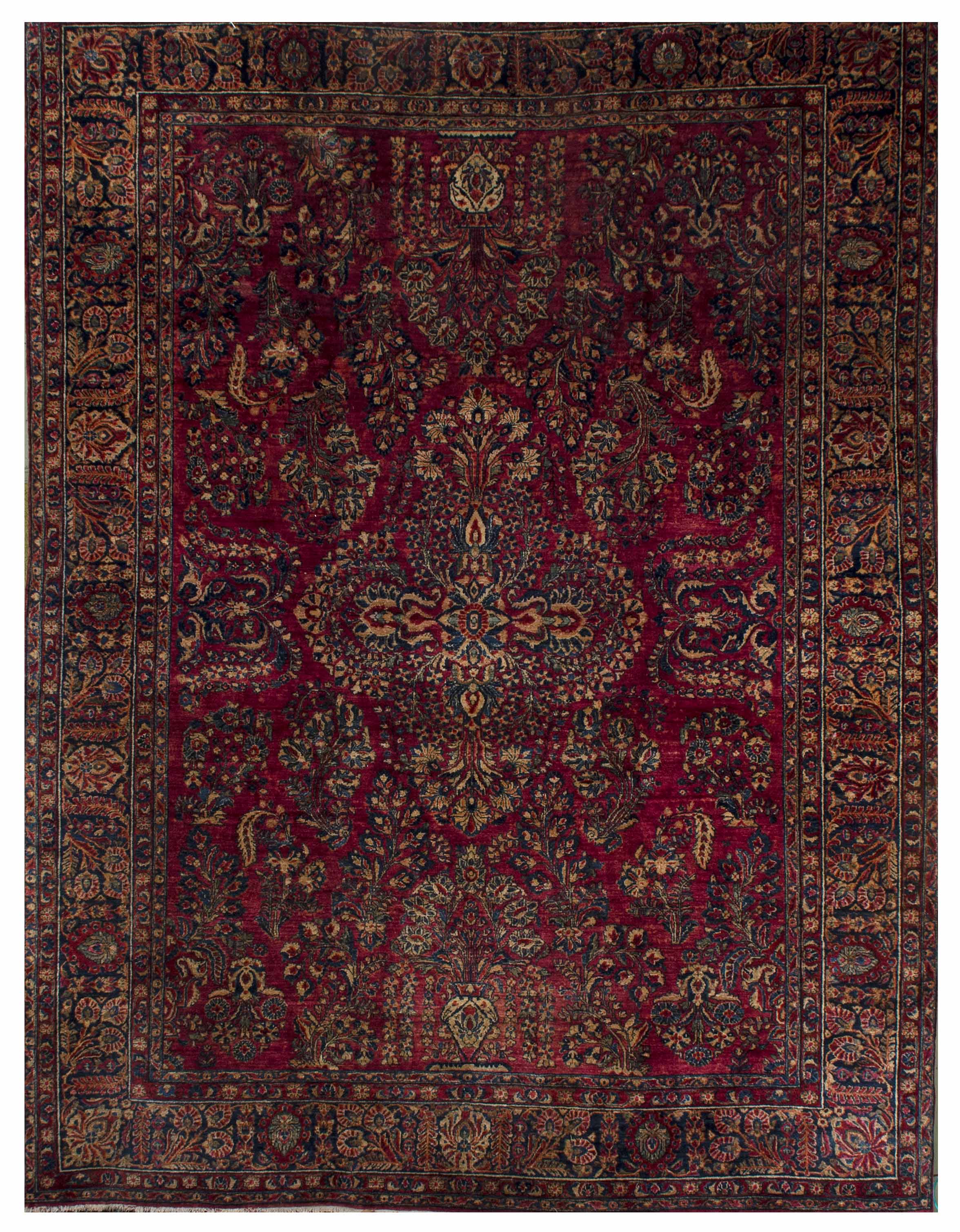 Appraisal: ORIENTAL RUG SAROUK ' x ' Wine red field with