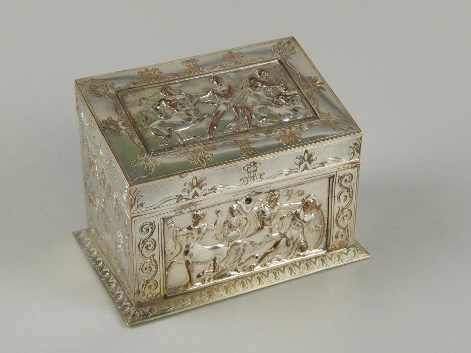 Appraisal: A thC silver on copper box or caddy of rectangular