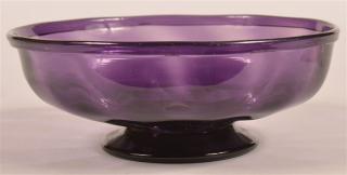 Appraisal: Blown Amethyst Glass Small Footed Bowl Folded rim broken pontil