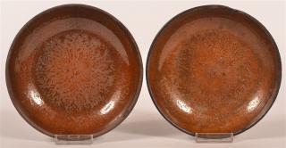 Appraisal: Signed LKT Dryville PA Redware Pie Plates Pair of Signed