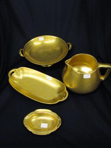 Appraisal: pcs Gold Encrusted China cedar pitcher centerpiece compote bread tray