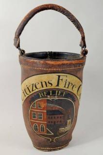 Appraisal: Antique American Painted Leather Fire Bucket Antique American hand painted