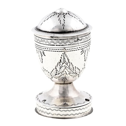 Appraisal: A George III urn shaped silver nutmeg grater and cover