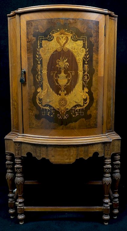 Appraisal: Inlaid Silver Storage Cabinet Silver Storage Cabinet With Inlaid Urn