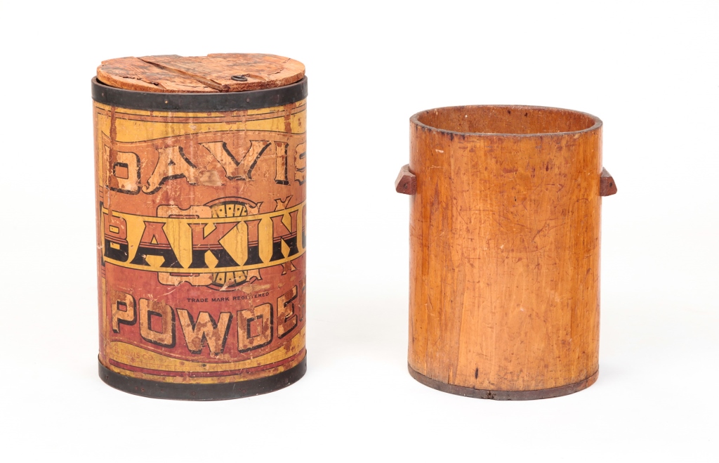 Appraisal: Circa Davis Baking Powder store advertising cardboard and pine display