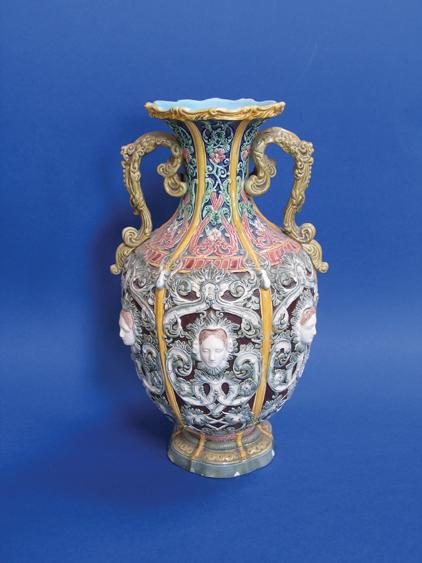 Appraisal: A COPELAND MAJOLICA VASE of baluster form and decorated overall