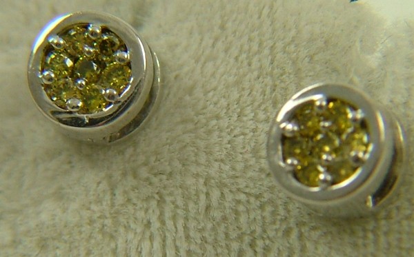 Appraisal: PAIR OF FANCY YELLOW DIAMOND EARRINGS each K white gold