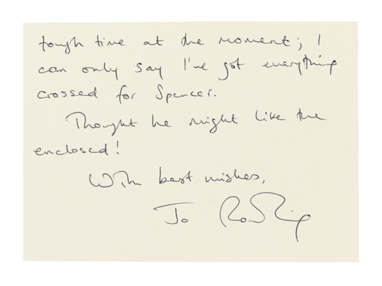 Appraisal: ROWLING J K Autograph Letter Signed Jo Rowling to Harvey