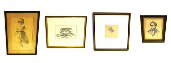 Appraisal: Four th th C drawings Robert J Holder Nathaniel Hawthorne