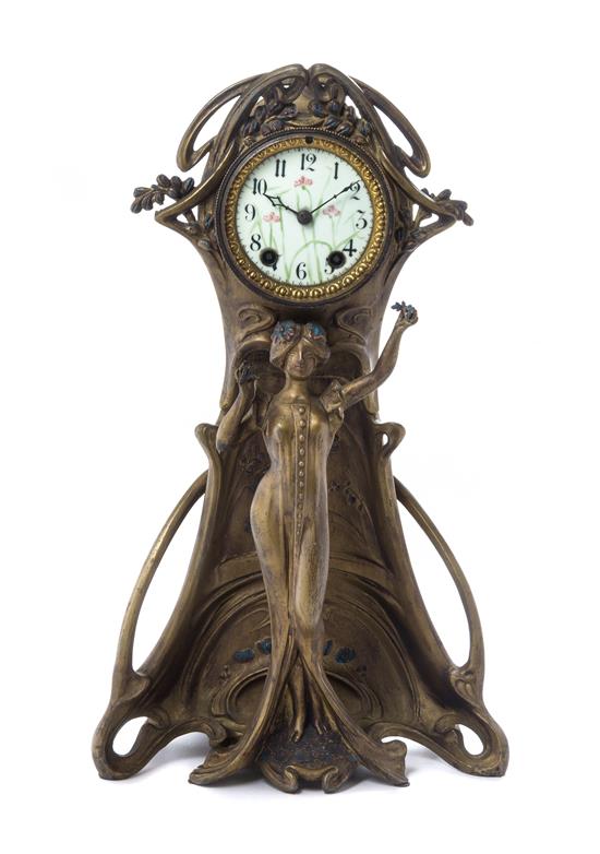 Appraisal: Sale Lot An American Cast Metal Art Nouveau Figural Clock