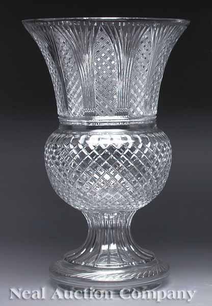 Appraisal: A Monumental Cut Crystal Vase of baluster form with flared