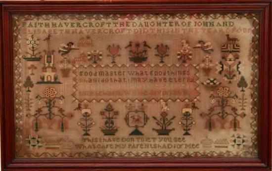 Appraisal: Framed British pictorial needlework samplers early th century featuring decorative