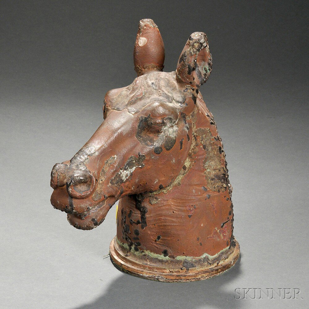 Appraisal: Brown-painted Cast Metal Horse Head America th century surface imperfections