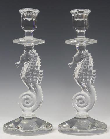 Appraisal: pair Waterford crystal seahorse candlesticks th c single candle socket