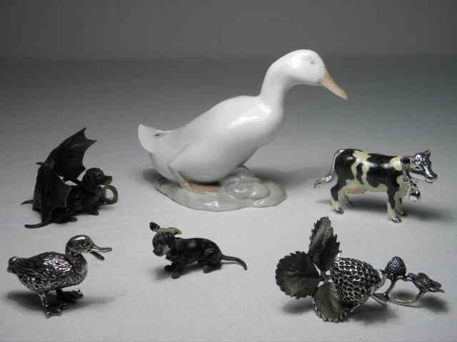 Appraisal: Lot of six assorted miniature figurines Includes a Royal Copenhagen