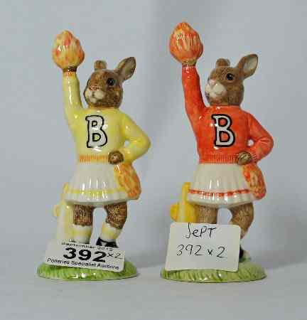 Appraisal: Royal Doulton Bunnykins figures Red Cheerleader DB and Yellow Cheerleader